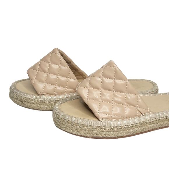 SHOE LAND Narina Open Toe Espadrille Slip On Platform Slide Sandals Pink Size 8 - Picture 7 of 9